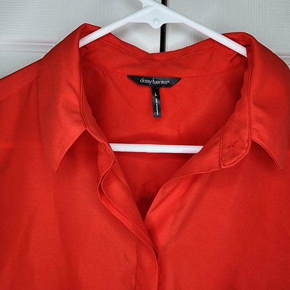 Daisy Fuentes Collar Button Down Tank Top Sz L - Picture 2 of 7